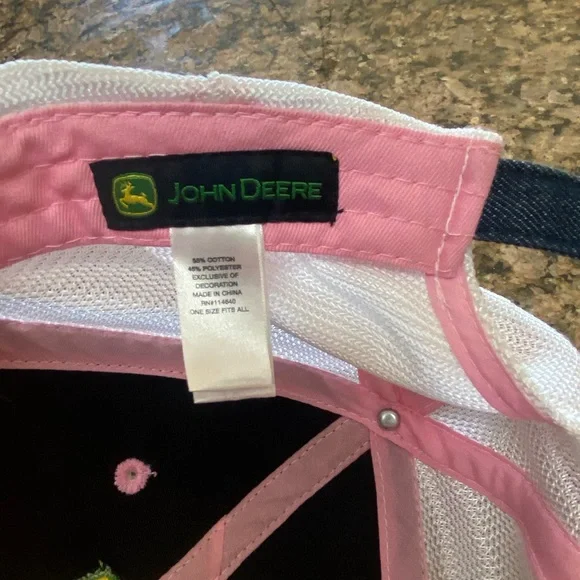 JOHN DEERE Tractors Farming Denim Mesh Women’s OS Strap Back Baseball Hat - Picture 4 of 5